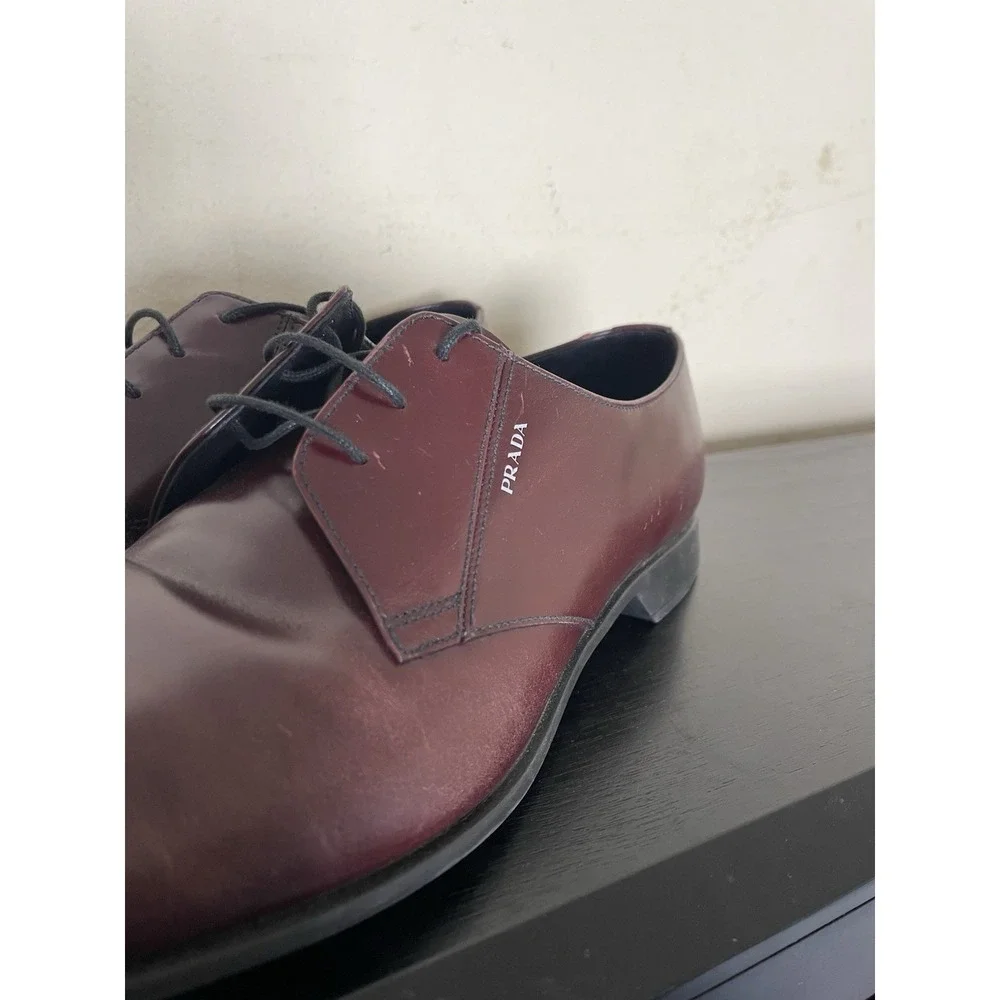 Prada Milano Vintage Lace Dress Shoes Burgundy Oxblood Men's Size 12 Preowned